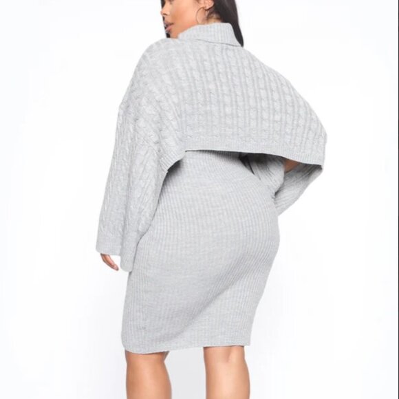 Fashion Nova Another Day Gray Two Piece Knit Sweater Midi Dress 1X NWT - Picture 2 of 5